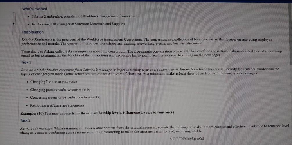 I need help to do task 1 and Task 2 Who's