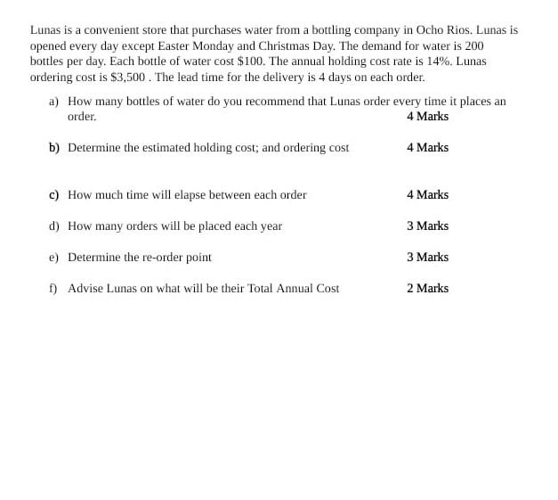 Lunas is a convenient store that purchases water