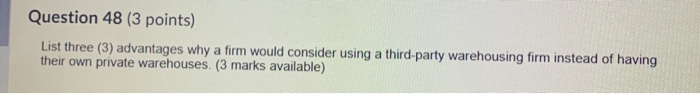 Question 47 (2 points) List two negative issues
