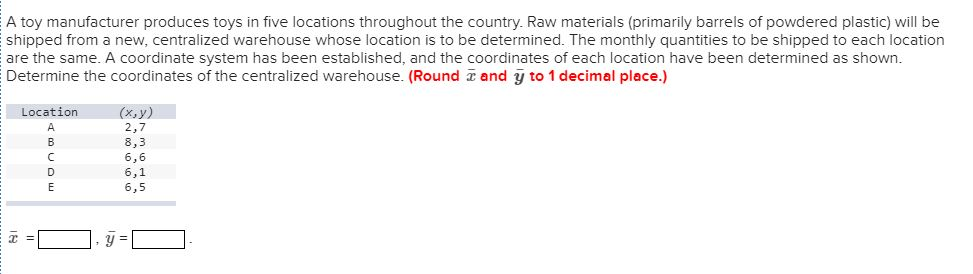 A toy manufacturer produces toys in five