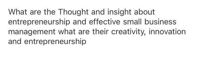 What are the Thought and insight about