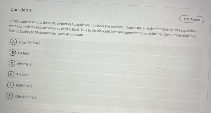 Question 1 1.25 Points A flight supervisor at a