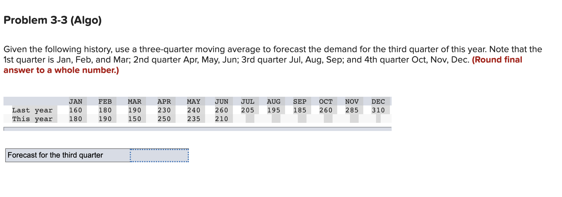 Problem 3-3 (Algo) Given the following history,