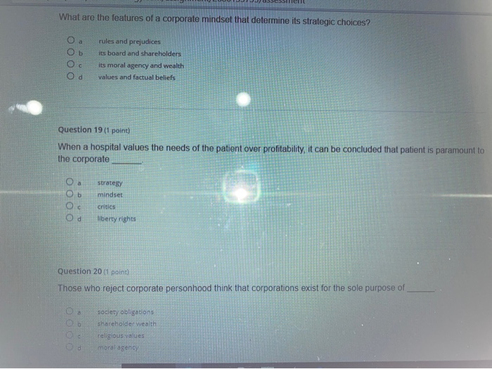 What are the features of a corporate mindset that