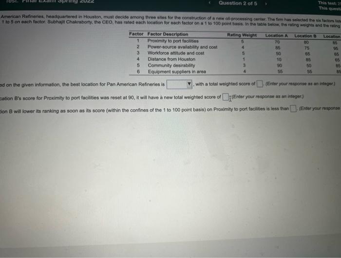 SL Question 2 of 5 This text 2 This que American