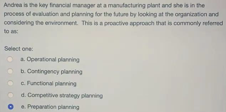 Andrea is the key financial manager at a