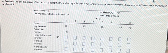 3 4 5 8 The partially completed inventory record