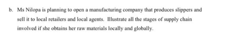 b. Ms Nilopa is planning to open a manufacturing