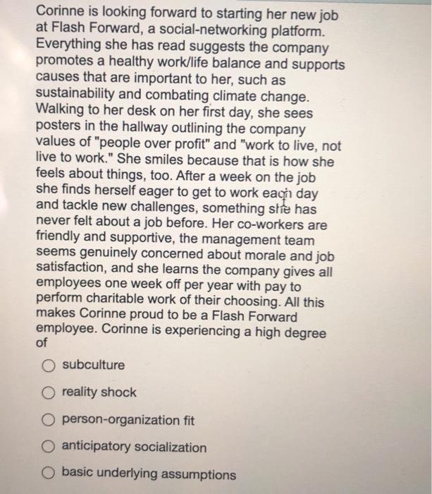 Corinne is looking forward to starting her new