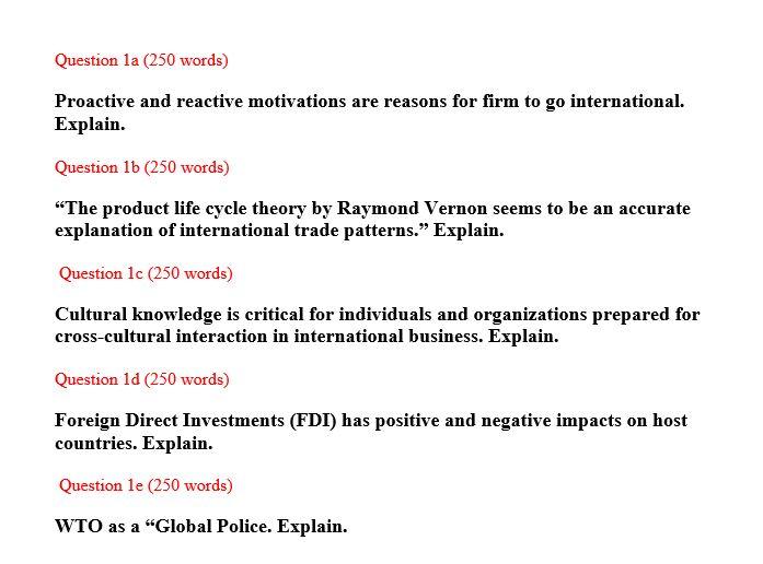 Question 1a ( 250 words) Proactive and reactive