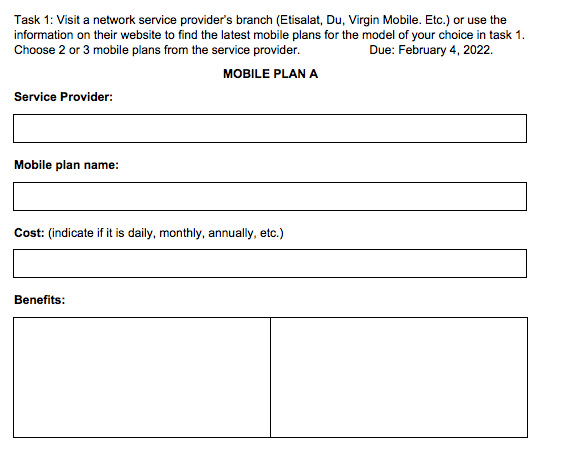 Task 1: Visit a network service provider's branch
