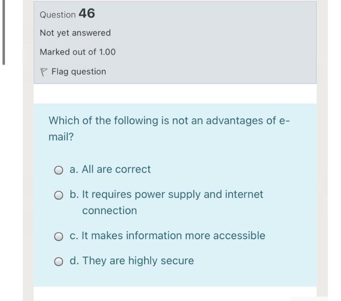 please fast Question 46 Not yet answered Marked