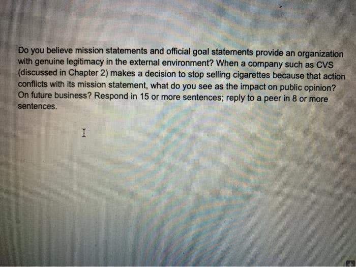 Do you believe mission statements and official