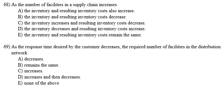 68) As the number of facilities in a supply chain