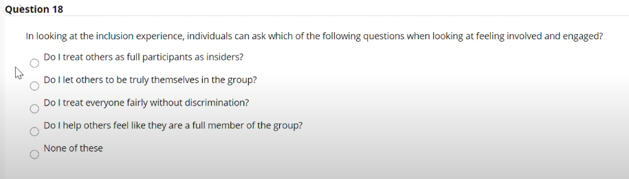 Question 18 In looking at the inclusion