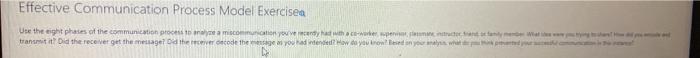 Effective Communication Process Model Exercisea