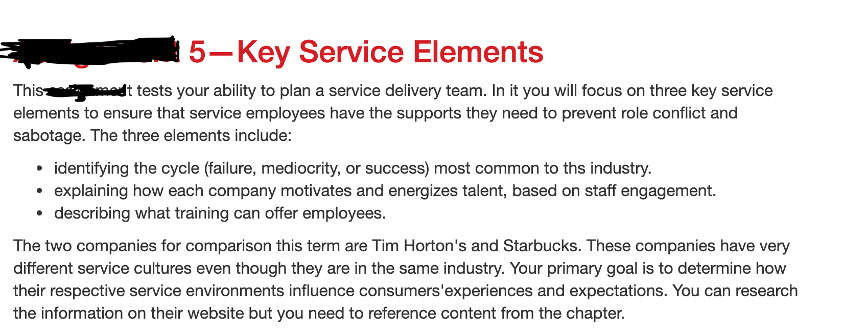 5-Key Service Elements This meant tests your
