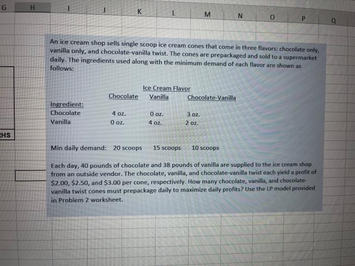 WHEN H16 fr B E F G 1 Problem 2 Chocolate Vanilla