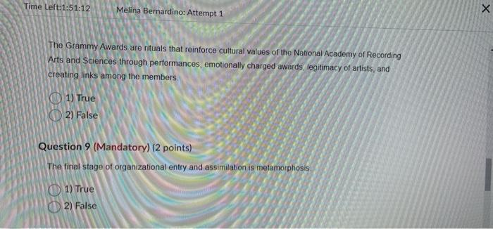 Time Left:1:51:12 Melina Bernardino: Attempt 1