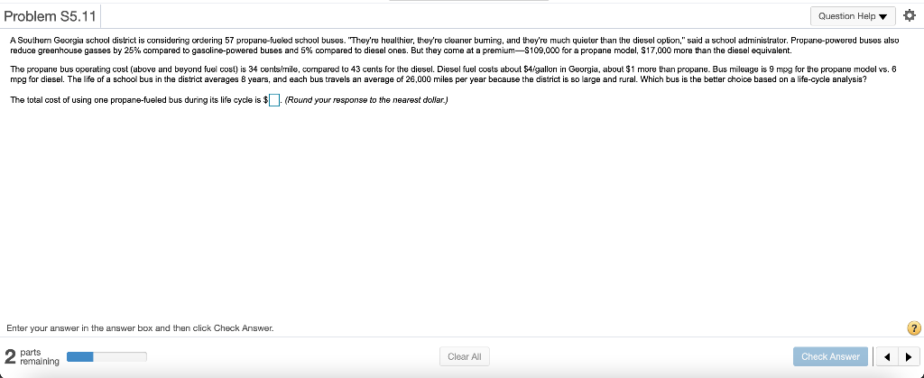 Problem S5.11 Question Help A Southern Georgia