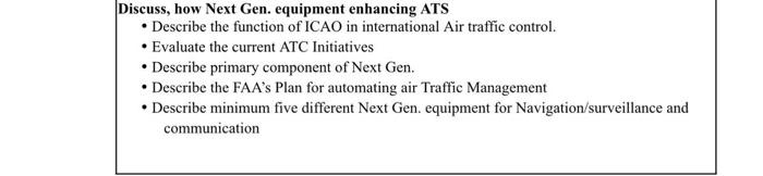 Discuss, how Next Gen. equipment enhancing ATS