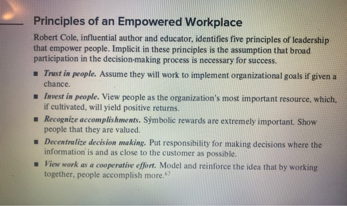 Discuss in detail the principles of an enpowered