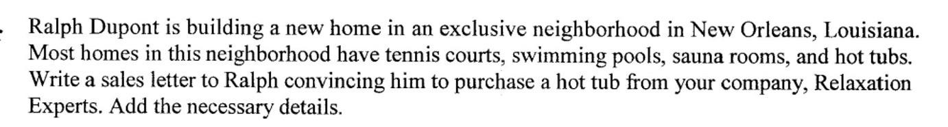 Using the Scenario below, write a persuasive