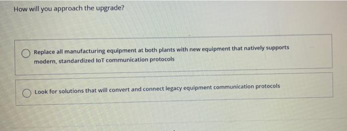 You have chosen to upgrade the Manufacturing