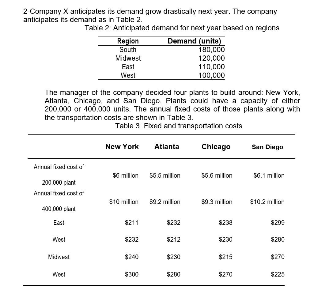a) decide where to build the plants and how large