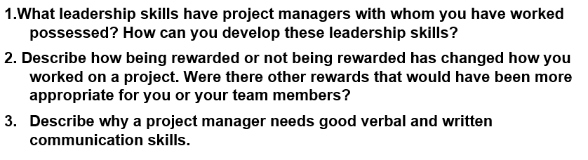 1.What leadership skills have project managers