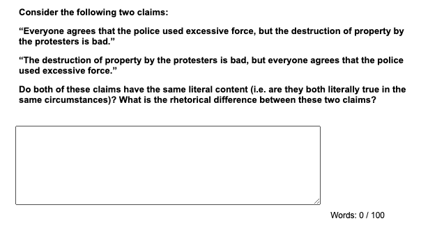 Consider the following two claims: "Everyone