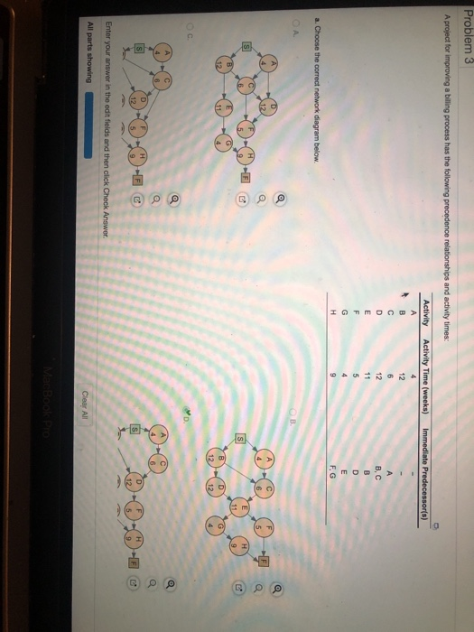 solve question b Problem 3 A project for