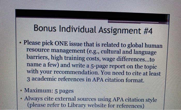 Bonus Individual Assignment #4 Please pick ONE
