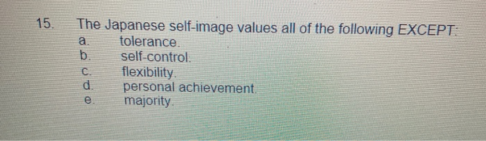 15. The Japanese self-image values all of the