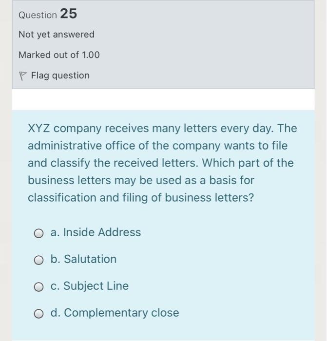 please fast Question 25 Not yet answered Marked