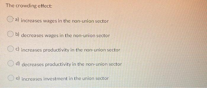 The crowding effect: a) increases wages in the