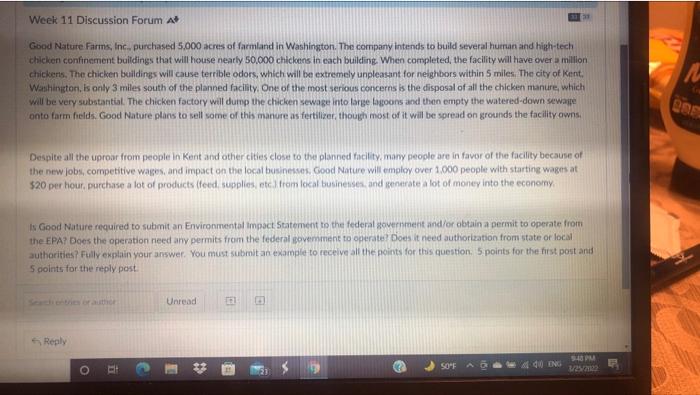 Week 11 Discussion Forum At Good Nature Farms,