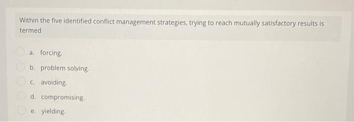 Within the five identified conflict management