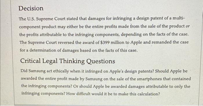 Case summary. what is the case about? what was