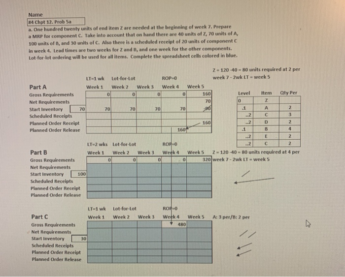 Name #4 Chpt 12. Prob 5a a. One hundred twenty