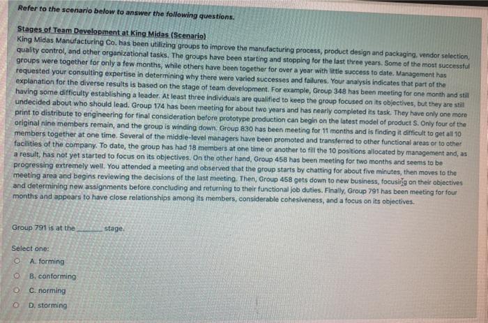 Refer to the scenario below to answer the