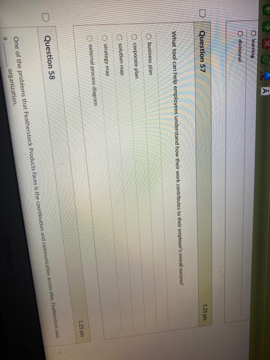 learning divisional Question 57 125 pts What tool