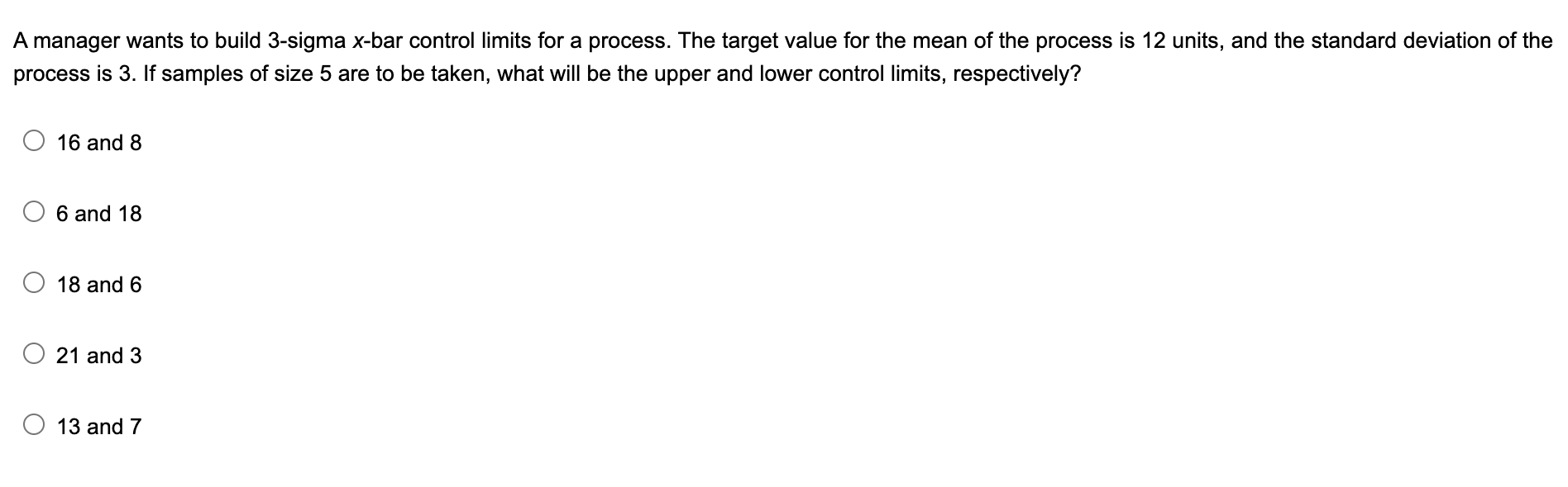 A manager wants to build 3-sigma x-bar control
