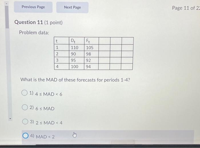 Previous Page Next Page Page 11 of 2 Question 11