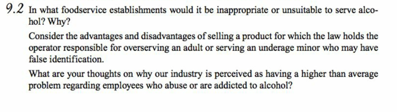 9.2 In what foodservice establishments would it