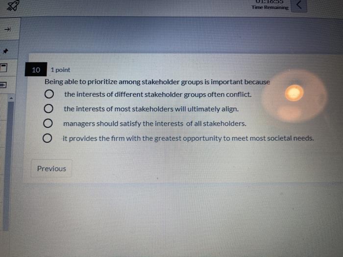 52 9. Time Remaining 1 10 1 point Being able to