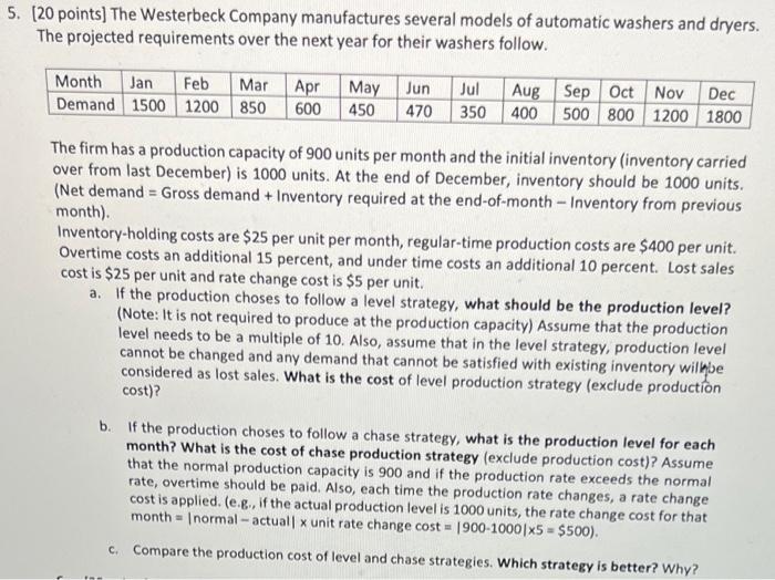 ASAP [20 points] The Westerbeck Company