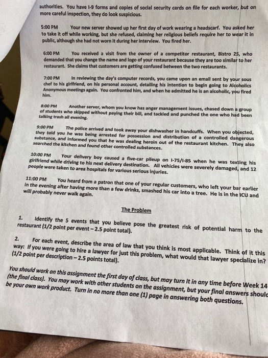 Extra Credit Assignment -First Day of Class "The