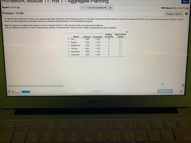 Homework. Module HVV - Seve Aggregate Planning