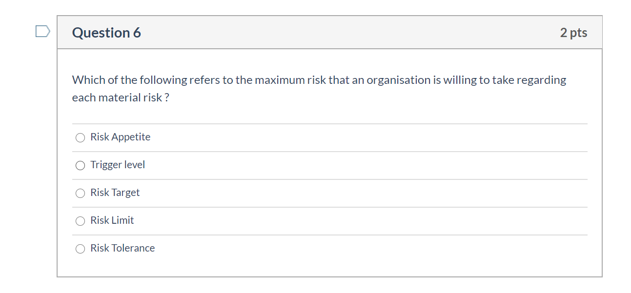 Question 6 2 pts Which of the following refers to